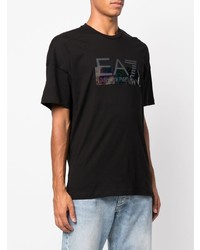 T-shirt à col rond imprimé noir Ea7 Emporio Armani