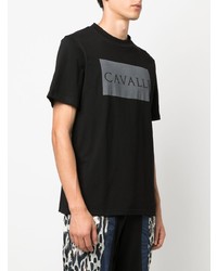 T-shirt à col rond imprimé noir Roberto Cavalli