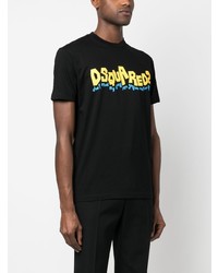 T-shirt à col rond imprimé noir DSQUARED2