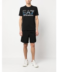 T-shirt à col rond imprimé noir Ea7 Emporio Armani