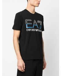 T-shirt à col rond imprimé noir Ea7 Emporio Armani