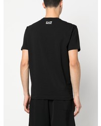 T-shirt à col rond imprimé noir Ea7 Emporio Armani