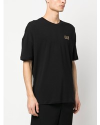 T-shirt à col rond imprimé noir Ea7 Emporio Armani