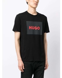 T-shirt à col rond imprimé noir Hugo