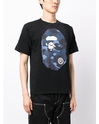 T-shirt à col rond imprimé noir A Bathing Ape