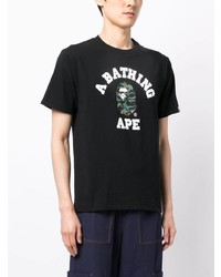 T-shirt à col rond imprimé noir A Bathing Ape