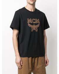 T-shirt à col rond imprimé noir MCM