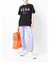 T-shirt à col rond imprimé noir MSGM