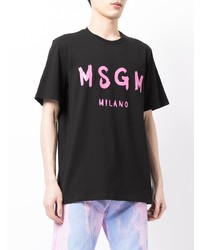 T-shirt à col rond imprimé noir MSGM