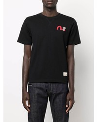 T-shirt à col rond imprimé noir Evisu