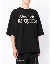 T-shirt à col rond imprimé noir Alexander McQueen