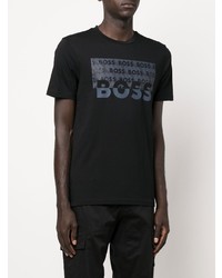 T-shirt à col rond imprimé noir BOSS