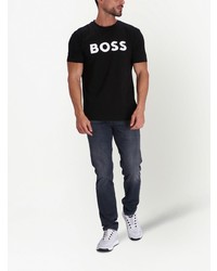 T-shirt à col rond imprimé noir BOSS