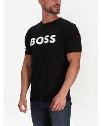 T-shirt à col rond imprimé noir BOSS