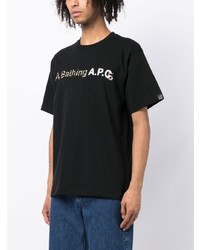 T-shirt à col rond imprimé noir A Bathing Ape