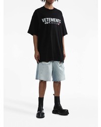 T-shirt à col rond imprimé noir Vetements