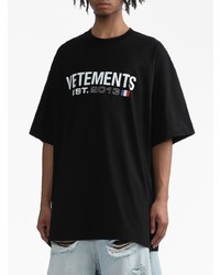 T-shirt à col rond imprimé noir Vetements