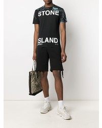 T-shirt à col rond imprimé noir Stone Island