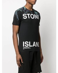 T-shirt à col rond imprimé noir Stone Island