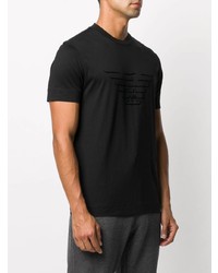 T-shirt à col rond imprimé noir Emporio Armani