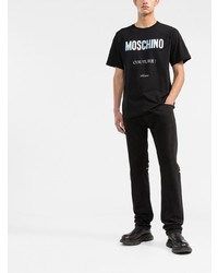 T-shirt à col rond imprimé noir Moschino