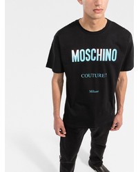 T-shirt à col rond imprimé noir Moschino