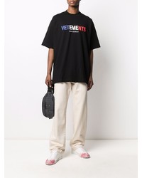 T-shirt à col rond imprimé noir Vetements