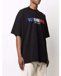 T-shirt à col rond imprimé noir Vetements