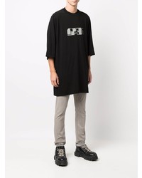 T-shirt à col rond imprimé noir Rick Owens