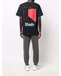 T-shirt à col rond imprimé noir Rhude