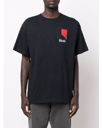 T-shirt à col rond imprimé noir Rhude