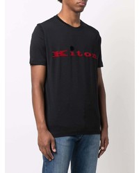 T-shirt à col rond imprimé noir Kiton