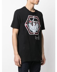 T-shirt à col rond imprimé noir Philipp Plein