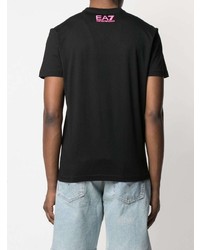 T-shirt à col rond imprimé noir Ea7 Emporio Armani