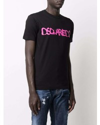 T-shirt à col rond imprimé noir DSQUARED2