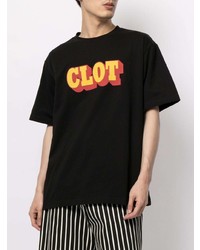 T-shirt à col rond imprimé noir Clot