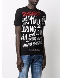 T-shirt à col rond imprimé noir DSQUARED2