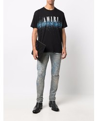 T-shirt à col rond imprimé noir Amiri