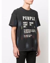 T-shirt à col rond imprimé noir purple brand