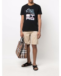 T-shirt à col rond imprimé noir Etro