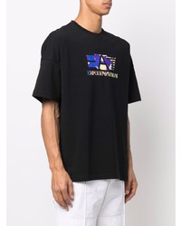 T-shirt à col rond imprimé noir Ea7 Emporio Armani