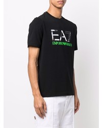 T-shirt à col rond imprimé noir Ea7 Emporio Armani