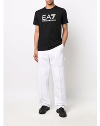 T-shirt à col rond imprimé noir Ea7 Emporio Armani