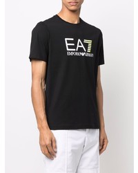 T-shirt à col rond imprimé noir Ea7 Emporio Armani