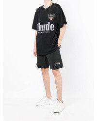 T-shirt à col rond imprimé noir Rhude