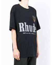 T-shirt à col rond imprimé noir Rhude