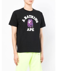 T-shirt à col rond imprimé noir A Bathing Ape