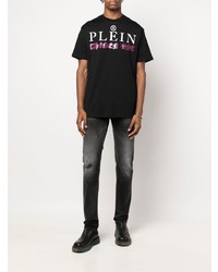 T-shirt à col rond imprimé noir Philipp Plein