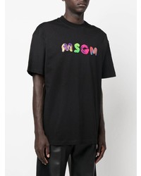 T-shirt à col rond imprimé noir MSGM