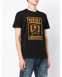 T-shirt à col rond imprimé noir Diesel